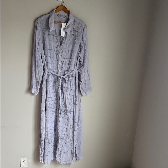 NEW Soft Surroundings Mallorca Sheer Belted Button Maxi Dress Blue Mist XL - Picture 2 of 12